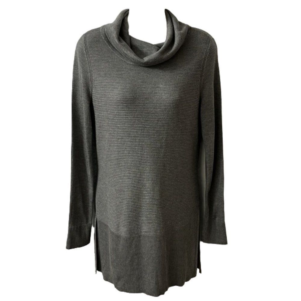 Adrienne Vittadini Gray Ribbed Knit Cowl Neck Pullover Sweater Size Small NWOT